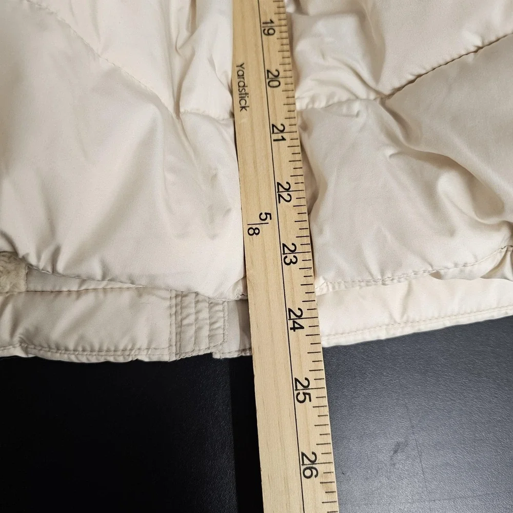 Banana Republic Vest Womens S White Hooded Quilted Puffer Faux Fur Y2K Style - Picture 7 of 11